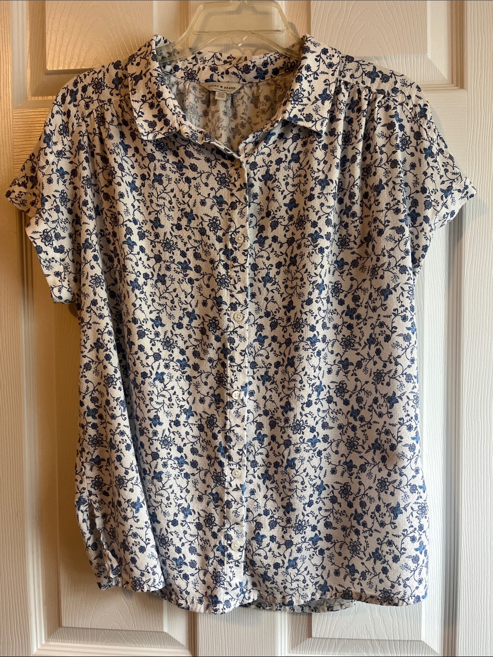 Lucky Brand Navy & white Floral Button-Down Blouse